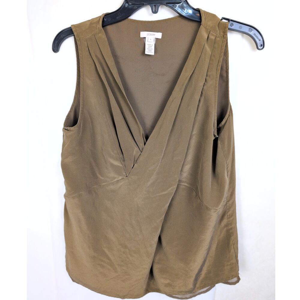 J.Crew taupe brown silk draped top Size 6 Classic Career Glam Luxe Layer Minimal
